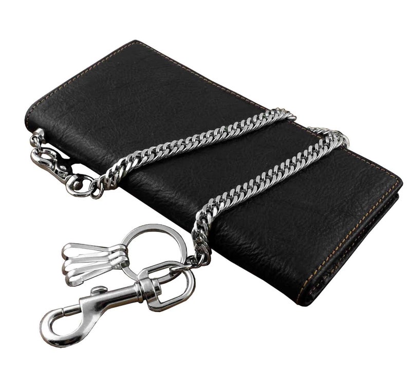vogueteen Real Leather Mens Biker Card/Money Long Wallet Purse W/Jeans Key Chain - Image 2